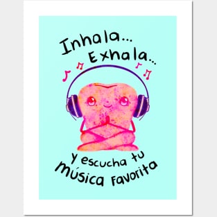 Get Well illustration - Spanish - Inhala... Exhala... y escucha tu musica favorita - for Dentists, Hygienists, Dental Assistants, Dental Students and anyone who loves teeth by Happimola Posters and Art